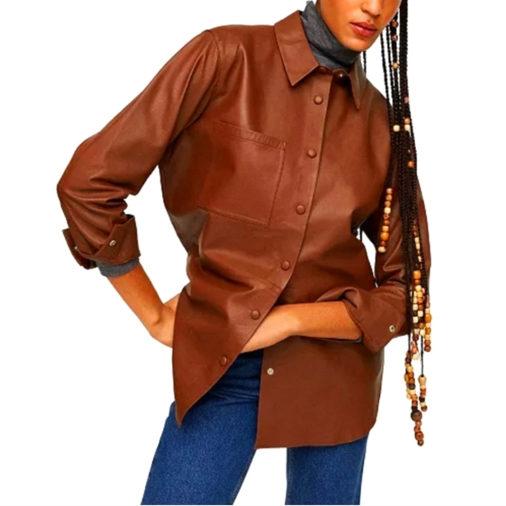 Mango Genuine Leather Jacket - Picture 11 of 14